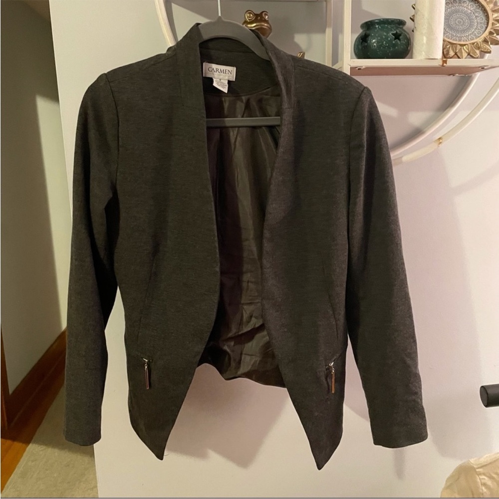 CARMEN Carmen Marc Valvo Women's 8 Lined Blazer Gray Black
